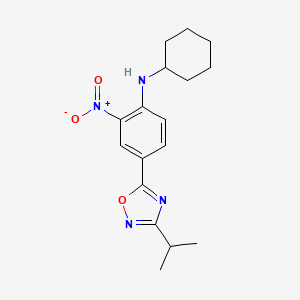 molecular formula C17H22N4O3 B7709628 N-cyclohexyl-4-(3-isopropyl-1,2,4-oxadiazol-5-yl)-2-nitroaniline 