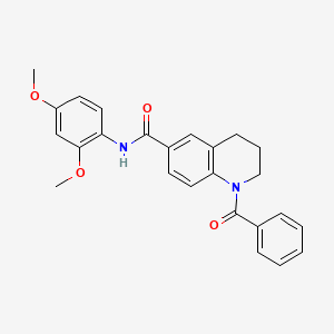 molecular formula C25H24N2O4 B7709654 1-benzoyl-6-(pyrrolidine-1-carbonyl)-1,2,3,4-tetrahydroquinoline 