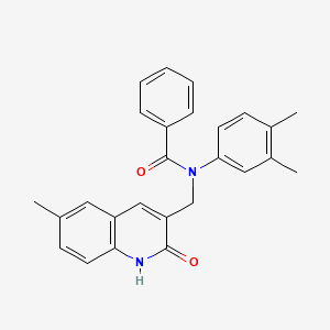 N-(3,4-dimethylphenyl)-N-((2-hydroxy-6-methylquinolin-3-yl)methyl)benzamide