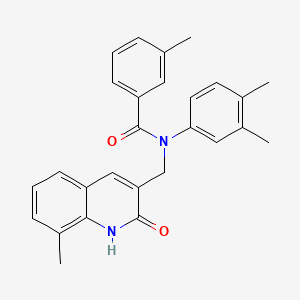 molecular formula C27H26N2O2 B7709668 N-(3,4-dimethylphenyl)-N-((2-hydroxy-8-methylquinolin-3-yl)methyl)-3-methylbenzamide 