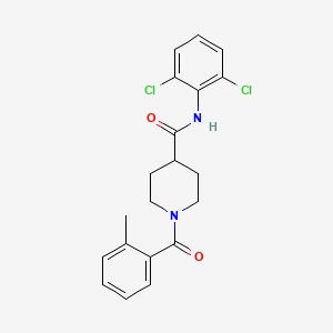 molecular formula C20H20Cl2N2O2 B7709690 N-(2,6-dichlorophenyl)-1-(2-methylbenzoyl)piperidine-4-carboxamide 