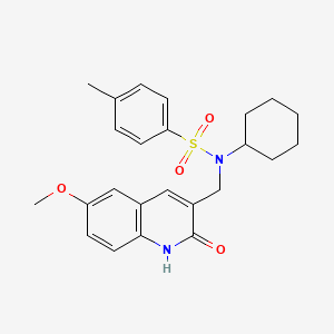 molecular formula C24H28N2O4S B7709698 N-cyclohexyl-N-((2-hydroxy-6-methoxyquinolin-3-yl)methyl)-4-methylbenzenesulfonamide 