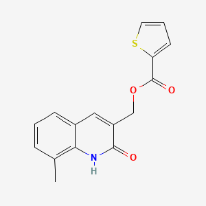 molecular formula C16H13NO3S B7709709 (2-hydroxy-8-methylquinolin-3-yl)methyl thiophene-2-carboxylate 