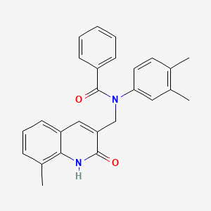N-(3,4-dimethylphenyl)-N-((2-hydroxy-8-methylquinolin-3-yl)methyl)benzamide