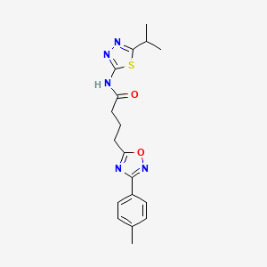 molecular formula C18H21N5O2S B7709733 N-(5-isopropyl-1,3,4-thiadiazol-2-yl)-4-(3-(p-tolyl)-1,2,4-oxadiazol-5-yl)butanamide 