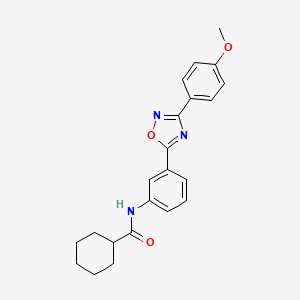 molecular formula C22H23N3O3 B7709741 N-(3-(3-(4-methoxyphenyl)-1,2,4-oxadiazol-5-yl)phenyl)cyclohexanecarboxamide 