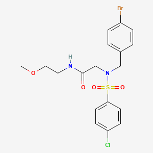 molecular formula C18H20BrClN2O4S B7709762 2-(N-(4-bromobenzyl)-4-chlorophenylsulfonamido)-N-(2-methoxyethyl)acetamide 