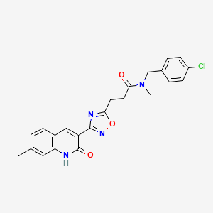 molecular formula C23H21ClN4O3 B7709768 N-(4-chlorobenzyl)-3-(3-(2-hydroxy-7-methylquinolin-3-yl)-1,2,4-oxadiazol-5-yl)-N-methylpropanamide 