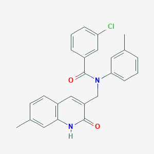 molecular formula C25H21ClN2O2 B7709785 3-chloro-N-((2-hydroxy-7-methylquinolin-3-yl)methyl)-N-(m-tolyl)benzamide 
