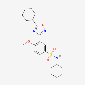 molecular formula C21H29N3O4S B7709796 N-cyclohexyl-3-(5-cyclohexyl-1,2,4-oxadiazol-3-yl)-4-methoxybenzenesulfonamide 