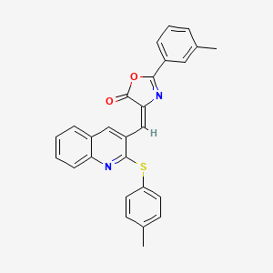 molecular formula C27H20N2O2S B7709806 (E)-2-(m-tolyl)-4-((2-(p-tolylthio)quinolin-3-yl)methylene)oxazol-5(4H)-one 