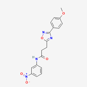 molecular formula C18H16N4O5 B7709812 3-(3-(4-methoxyphenyl)-1,2,4-oxadiazol-5-yl)-N-(3-nitrophenyl)propanamide 