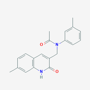 molecular formula C20H20N2O2 B7709821 N-((2-hydroxy-7-methylquinolin-3-yl)methyl)-N-(m-tolyl)acetamide 