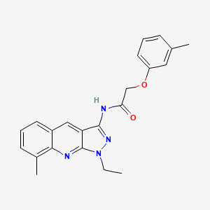 molecular formula C22H22N4O2 B7709857 N-(1-ethyl-8-methyl-1H-pyrazolo[3,4-b]quinolin-3-yl)-2-(m-tolyloxy)acetamide 
