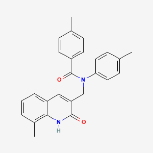 molecular formula C26H24N2O2 B7709873 N-((2-hydroxy-8-methylquinolin-3-yl)methyl)-4-methyl-N-(p-tolyl)benzamide 