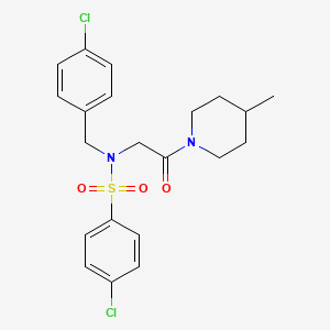 molecular formula C21H24Cl2N2O3S B7709892 4-chloro-N-(4-chlorobenzyl)-N-(2-(4-methylpiperidin-1-yl)-2-oxoethyl)benzenesulfonamide 