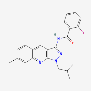 molecular formula C22H21FN4O B7709910 2-fluoro-N-(1-isobutyl-7-methyl-1H-pyrazolo[3,4-b]quinolin-3-yl)benzamide 
