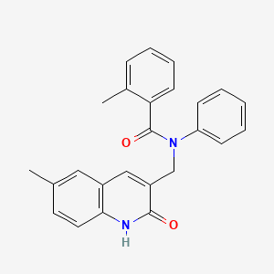 molecular formula C25H22N2O2 B7709914 N-((2-hydroxy-6-methylquinolin-3-yl)methyl)-2-methyl-N-phenylbenzamide 