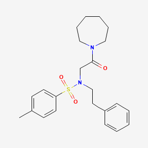 molecular formula C23H30N2O3S B7709931 ethyl 4-{2-[N-(2-phenylethyl)4-methylbenzenesulfonamido]acetamido}benzoate 