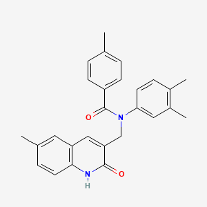 N-(3,4-dimethylphenyl)-N-((2-hydroxy-6-methylquinolin-3-yl)methyl)-4-methylbenzamide