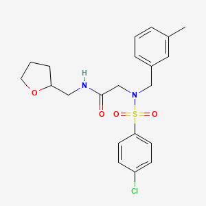 molecular formula C21H25ClN2O4S B7709952 2-(4-chloro-N-(3-methylbenzyl)phenylsulfonamido)-N-((tetrahydrofuran-2-yl)methyl)acetamide 