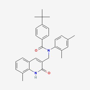 molecular formula C30H32N2O2 B7709969 4-(tert-butyl)-N-(2,4-dimethylphenyl)-N-((2-hydroxy-8-methylquinolin-3-yl)methyl)benzamide 