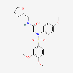 molecular formula C22H28N2O7S B7709976 2-(3,4-dimethoxy-N-(4-methoxyphenyl)phenylsulfonamido)-N-((tetrahydrofuran-2-yl)methyl)acetamide 