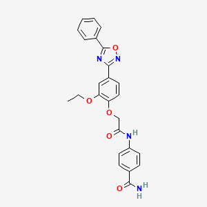 molecular formula C25H22N4O5 B7709982 4-(2-(2-ethoxy-4-(5-phenyl-1,2,4-oxadiazol-3-yl)phenoxy)acetamido)benzamide 