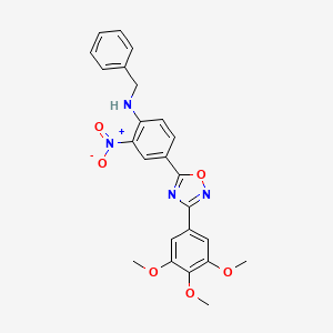 molecular formula C24H22N4O6 B7710005 N-benzyl-2-nitro-4-(3-(3,4,5-trimethoxyphenyl)-1,2,4-oxadiazol-5-yl)aniline 