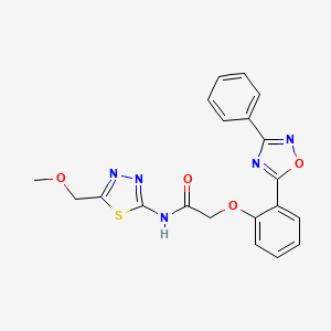 molecular formula C20H17N5O4S B7710006 N-(5-(methoxymethyl)-1,3,4-thiadiazol-2-yl)-2-(2-(3-phenyl-1,2,4-oxadiazol-5-yl)phenoxy)acetamide 