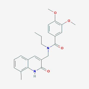 molecular formula C23H26N2O4 B7710017 N-((2-hydroxy-8-methylquinolin-3-yl)methyl)-3,4-dimethoxy-N-propylbenzamide 