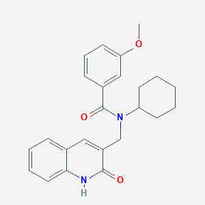 molecular formula C24H26N2O3 B7710030 N-cyclohexyl-N-((2-hydroxyquinolin-3-yl)methyl)-3-methoxybenzamide 