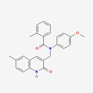 molecular formula C26H24N2O3 B7710053 N-((2-hydroxy-6-methylquinolin-3-yl)methyl)-N-(4-methoxyphenyl)-2-methylbenzamide 