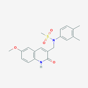 molecular formula C20H22N2O4S B7710076 N-(3,4-dimethylphenyl)-N-((2-hydroxy-6-methoxyquinolin-3-yl)methyl)methanesulfonamide 