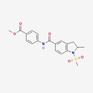 molecular formula C19H20N2O5S B7710102 1-methanesulfonyl-N-(3-methoxypropyl)-2-methyl-2,3-dihydro-1H-indole-5-carboxamide 