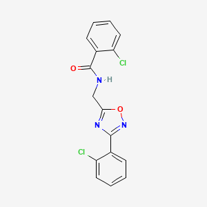 molecular formula C16H11Cl2N3O2 B7710114 2-chloro-N-((3-(2-chlorophenyl)-1,2,4-oxadiazol-5-yl)methyl)benzamide 