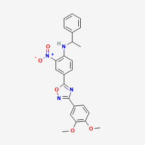 molecular formula C24H22N4O5 B7710129 4-(3-(3,4-dimethoxyphenyl)-1,2,4-oxadiazol-5-yl)-2-nitro-N-(1-phenylethyl)aniline 