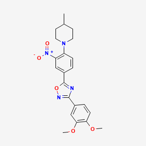molecular formula C22H24N4O5 B7710187 3-(3,4-dimethoxyphenyl)-5-(4-(4-methylpiperidin-1-yl)-3-nitrophenyl)-1,2,4-oxadiazole 