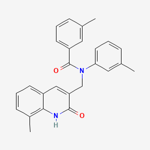 molecular formula C26H24N2O2 B7710210 N-((2-hydroxy-8-methylquinolin-3-yl)methyl)-3-methyl-N-(m-tolyl)benzamide 