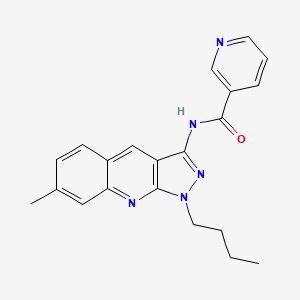 molecular formula C21H21N5O B7710227 N-(1-butyl-7-methyl-1H-pyrazolo[3,4-b]quinolin-3-yl)nicotinamide 