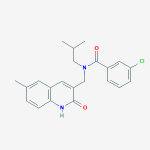 molecular formula C22H23ClN2O2 B7710272 3-chloro-N-((2-hydroxy-6-methylquinolin-3-yl)methyl)-N-isobutylbenzamide 