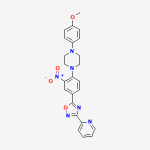 molecular formula C24H22N6O4 B7710276 5-(4-(4-(4-methoxyphenyl)piperazin-1-yl)-3-nitrophenyl)-3-(pyridin-2-yl)-1,2,4-oxadiazole 