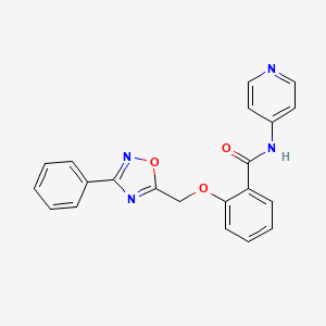 molecular formula C21H16N4O3 B7710285 2-((3-phenyl-1,2,4-oxadiazol-5-yl)methoxy)-N-(pyridin-4-yl)benzamide 