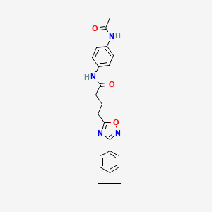 molecular formula C24H28N4O3 B7710321 N-(4-acetamidophenyl)-4-(3-(4-(tert-butyl)phenyl)-1,2,4-oxadiazol-5-yl)butanamide 