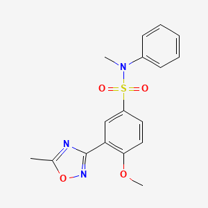 molecular formula C17H17N3O4S B7710347 4-methoxy-N-methyl-3-(5-methyl-1,2,4-oxadiazol-3-yl)-N-phenylbenzenesulfonamide 
