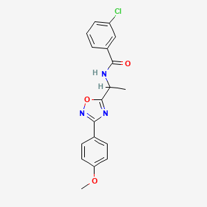molecular formula C18H16ClN3O3 B7710370 3-chloro-N-(1-(3-(4-methoxyphenyl)-1,2,4-oxadiazol-5-yl)ethyl)benzamide 