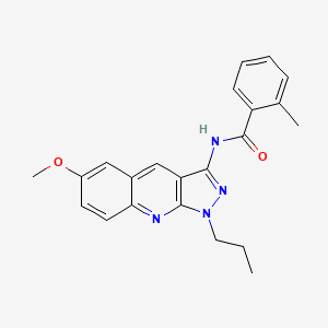 molecular formula C22H22N4O2 B7710385 N-(6-methoxy-1-propyl-1H-pyrazolo[3,4-b]quinolin-3-yl)-2-methylbenzamide 