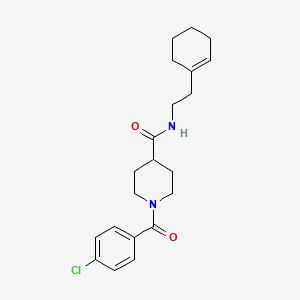molecular formula C21H27ClN2O2 B7710391 1-(4-chlorobenzoyl)-N-(2-(cyclohex-1-en-1-yl)ethyl)piperidine-4-carboxamide 
