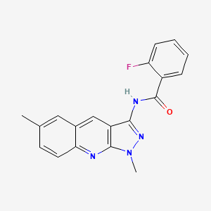 N-(1,6-dimethyl-1H-pyrazolo[3,4-b]quinolin-3-yl)-2-fluorobenzamide