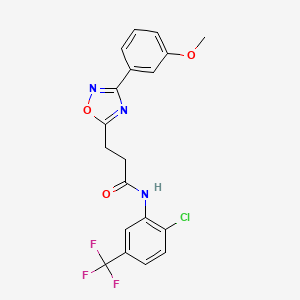 molecular formula C19H15ClF3N3O3 B7710528 N-(2-chloro-5-(trifluoromethyl)phenyl)-3-(3-(3-methoxyphenyl)-1,2,4-oxadiazol-5-yl)propanamide 